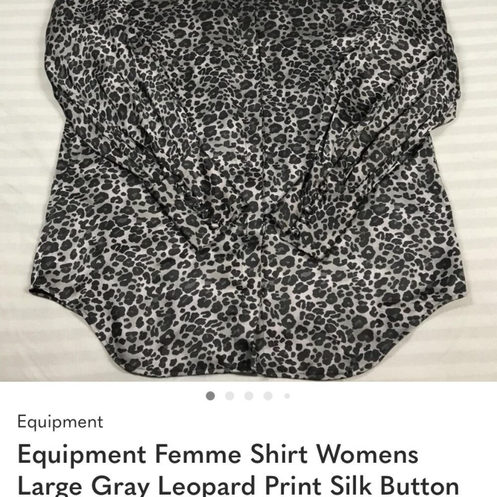 Equipment Gray Leopard Silk Button-Down Shirt